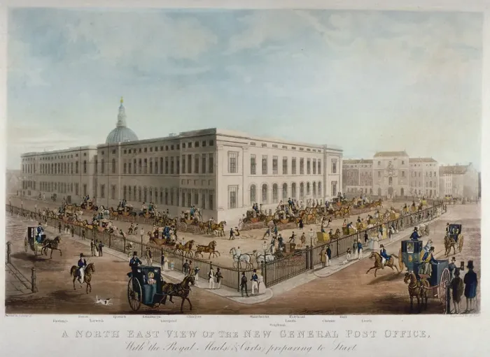 Framed Print : General Post Office, City of London, 1830. Artist: Henry Pyall Framed Print : General Post Office, City of London, 1830. Artist: Henry Pyall