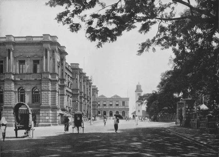 Framed Print : General Post Office with Entrance to Queens House and Clock Tower in Distance, c1890, (1910). Artist: Alfred William Amandus Plate Framed Print : General Post Office with Entrance to Queens House and Clock Tower in Distance, c1890, (1910). Artist: Alfred William Amandus Plate