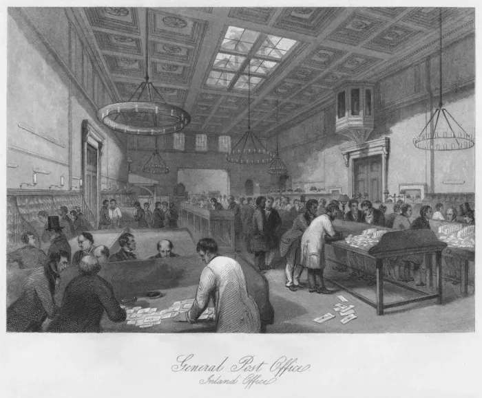 Framed Print : General Post Office. Inland Office, c1841. Artist: Thomas H Ellis Framed Print : General Post Office. Inland Office, c1841. Artist: Thomas H Ellis