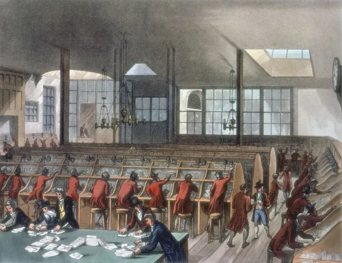 Framed Print : General Post Office, Lombard Street, London, 1808. Artist: Thomas Rowlandson Framed Print : General Post Office, Lombard Street, London, 1808. Artist: Thomas Rowlandson