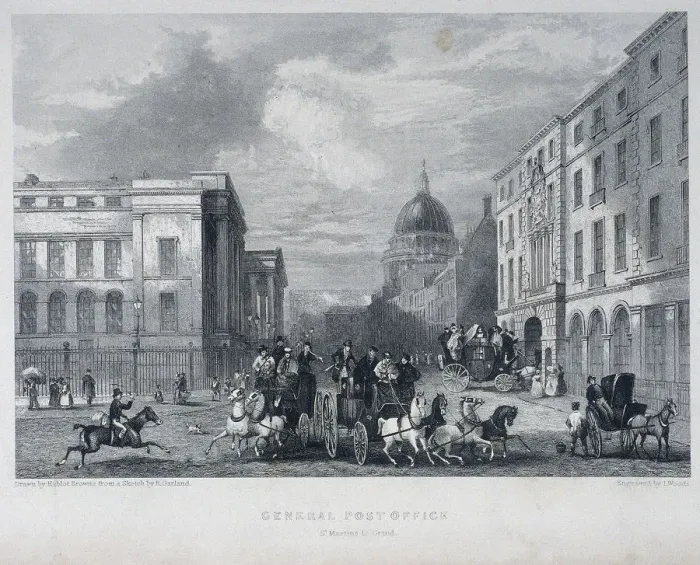 Framed Print : General Post Office, London, c1835. Artist: John Woods Framed Print : General Post Office, London, c1835. Artist: John Woods