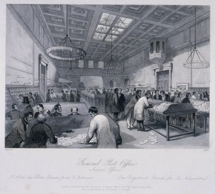 Framed Print : General Post Office, London, c1844. Artist: TH Ellis Framed Print : General Post Office, London, c1844. Artist: TH Ellis