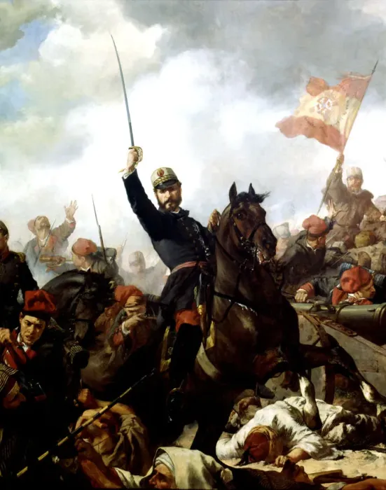 Framed Print : General Prim followed by Catalan volunteers and the battalion of Alba de Tormes Framed Print : General Prim followed by Catalan volunteers and the battalion of Alba de Tormes