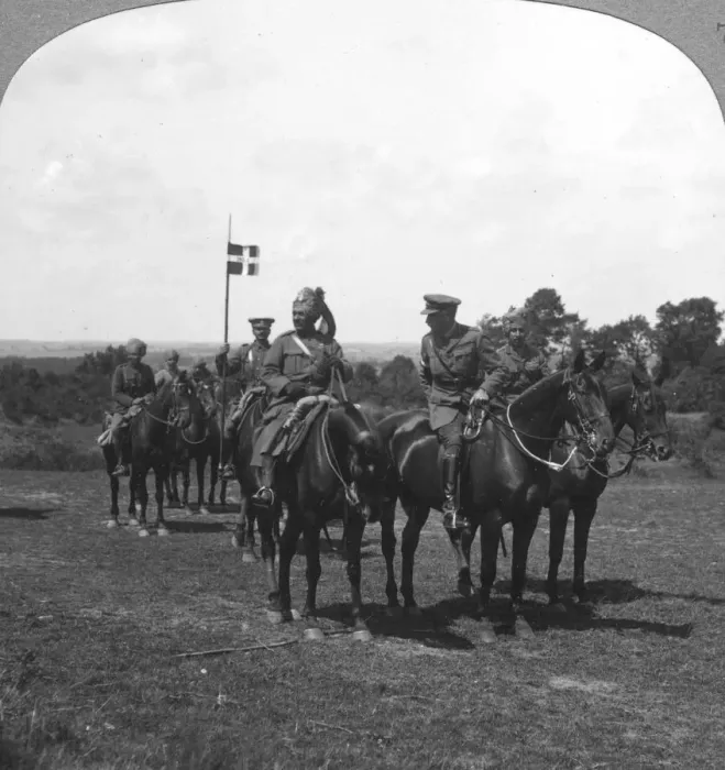 Framed Print : General Rimington, Sir Pertab Singh and the Rajah of Rutlam, France, 1900s. Artist: Crown Framed Print : General Rimington, Sir Pertab Singh and the Rajah of Rutlam, France, 1900s. Artist: Crown