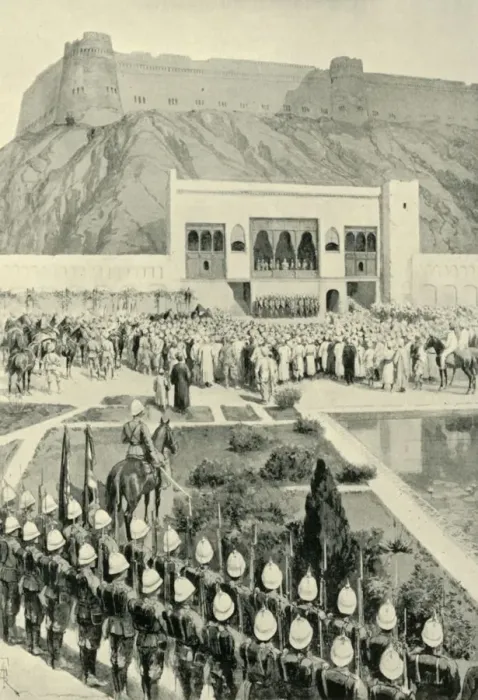 Framed Print : General Roberts Reading His Proclamation at Kabul, October 12, 1879, (1901). Creator Framed Print : General Roberts Reading His Proclamation at Kabul, October 12, 1879, (1901). Creator