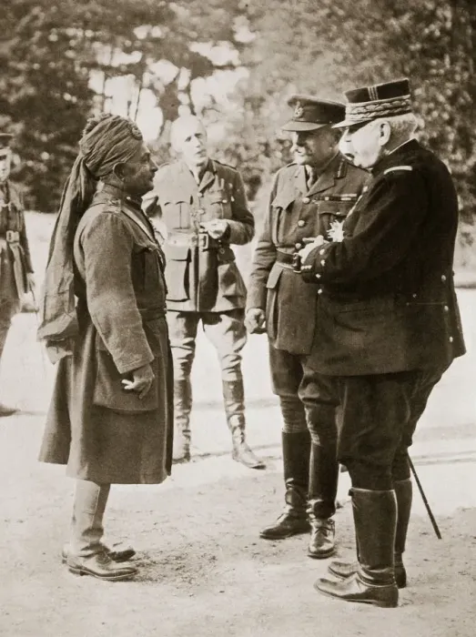 Framed Print : General Sir Douglas Haig introducing General Joffre to Lieutenant-General Sir Pertab Singh, 1916 Framed Print : General Sir Douglas Haig introducing General Joffre to Lieutenant-General Sir Pertab Singh, 1916