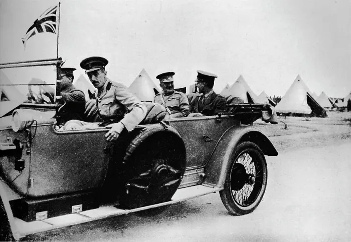 Framed Print : General Sir John Maxwell, commander of Egyptian troops, motoring through one of the camps, 1915 Framed Print : General Sir John Maxwell, commander of Egyptian troops, motoring through one of the camps, 1915