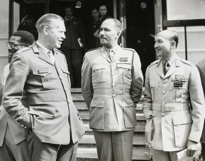 Framed Print : General Sir Richard Hull, Chief of the General Staff talking with Lt-Col. J.C.H. Serette... 1964. Creator: Unknown Framed Print : General Sir Richard Hull, Chief of the General Staff talking with Lt-Col. J.C.H. Serette... 1964. Creator: Unknown