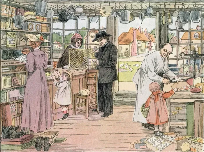 Framed Print : The General Store, 1899. From The Book of Shops, 1899. Artist: Francis Donkin Bedford Framed Print : The General Store, 1899. From The Book of Shops, 1899. Artist: Francis Donkin Bedford