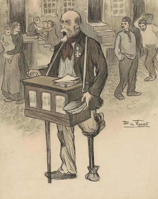Framed Print : Former general as a street musician, 1895-1899. Creator: Jan de Waardt Framed Print : Former general as a street musician, 1895-1899. Creator: Jan de Waardt