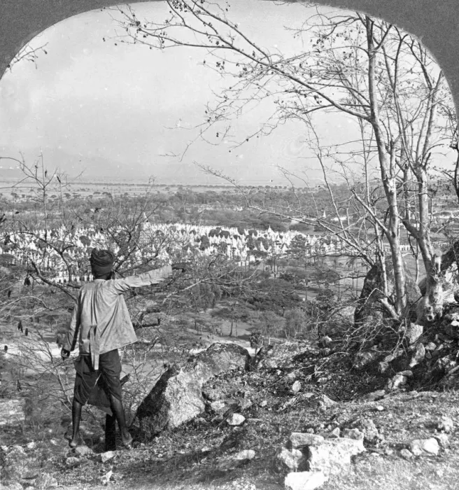 Framed Print : General view over the 450 pagodas from Mandalay Hill, Burma, 1908. Artist: Stereo Travel Co Framed Print : General view over the 450 pagodas from Mandalay Hill, Burma, 1908. Artist: Stereo Travel Co