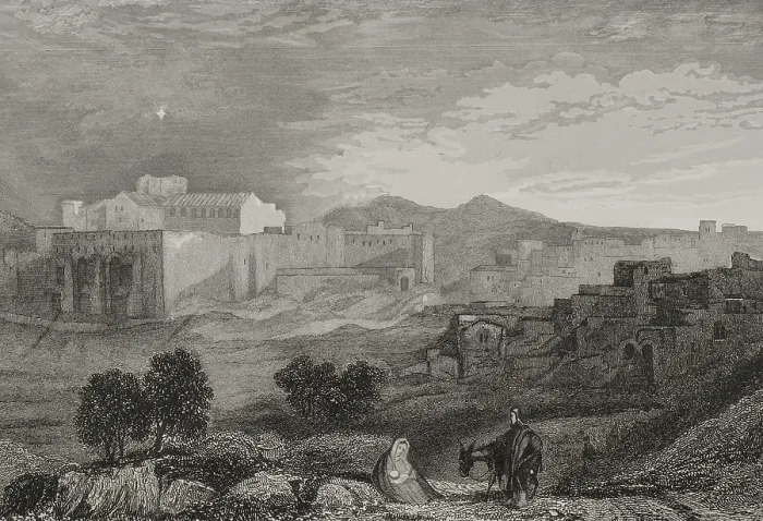 Framed Print : General view of Bethlehem, 1840. Creator: Aubert Framed Print : General view of Bethlehem, 1840. Creator: Aubert