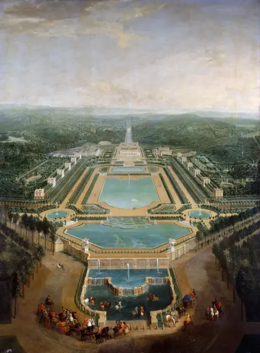 Framed Print : General view of the chateau and gardens at Marly, around 1724. Artist: Martin, Pierre-Denis II (1663-1742)