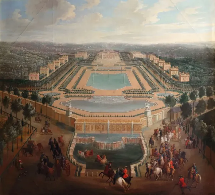 Framed Print : General view of the chateau and pavilions at Marly. Artist: Martin, Pierre-Denis II (1663-1742) Framed Print : General view of the chateau and pavilions at Marly. Artist: Martin, Pierre-Denis II (1663-1742)