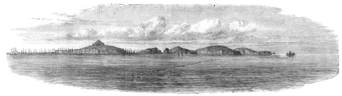 Framed Print : General view of the Chincha Islands, lately seized by the Spaniards, 1864. Creator: Unknown Framed Print : General view of the Chincha Islands, lately seized by the Spaniards, 1864. Creator: Unknown