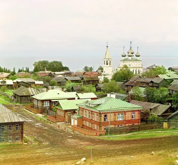 Framed Print : General view of the city of Belozersk from the fortress wall [Russian Empire], 1909. Creator: Sergey Mikhaylovich Prokudin-Gorsky