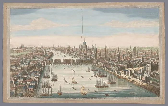 Framed Print : A general view of the city of London, next the river Thames, 1751. Creator: Thomas Bowles Framed Print : A general view of the city of London, next the river Thames, 1751. Creator: Thomas Bowles