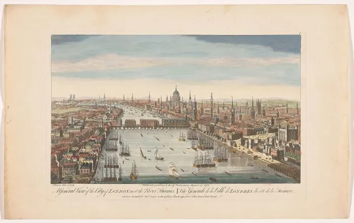 Framed Print : A general view of the city of London, next the river Thames, 1751. Creator: Thomas Bowles Framed Print : A general view of the city of London, next the river Thames, 1751. Creator: Thomas Bowles