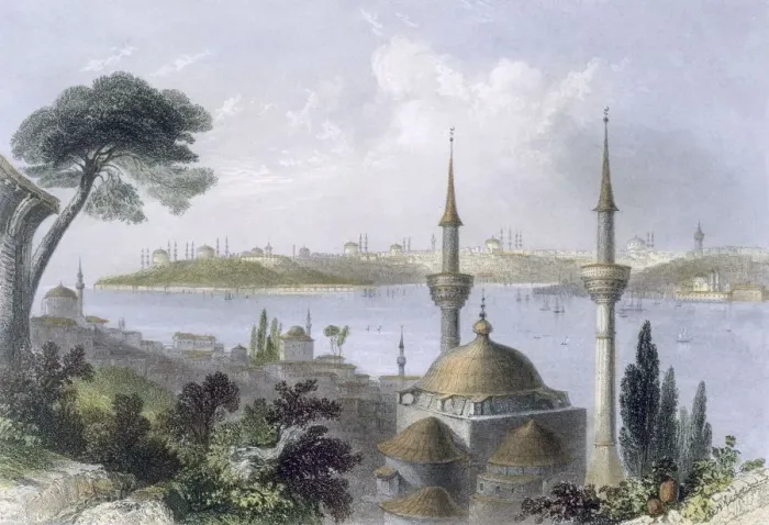 Framed Print : General view of Constantinople from Scutari, c1850. Creator: William Henry Bartlett (1809-54) Framed Print : General view of Constantinople from Scutari, c1850. Creator: William Henry Bartlett (1809-54)
