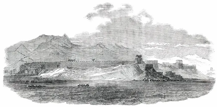 Framed Print : General View of the Great Wall of China, from the Sea, 1850. Creator: Unknown Framed Print : General View of the Great Wall of China, from the Sea, 1850. Creator: Unknown
