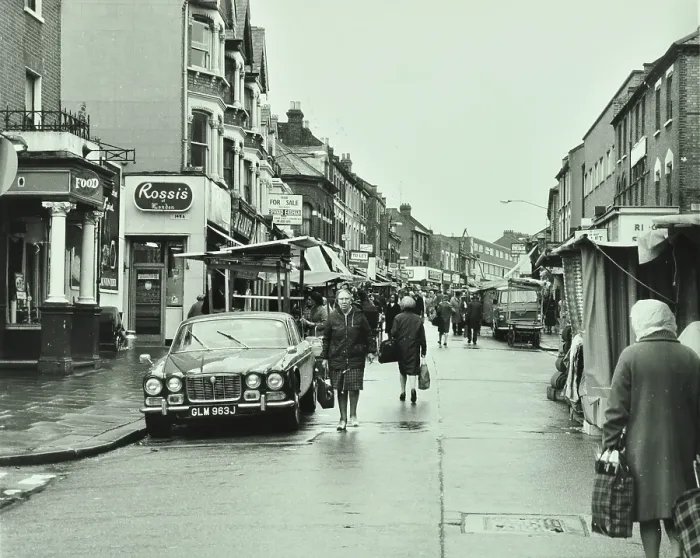 Framed Print : General view of High Street, Walthamstow, the longest street market in Europe, London, 1972. Creator: Unknown Framed Print : General view of High Street, Walthamstow, the longest street market in Europe, London, 1972. Creator: Unknown