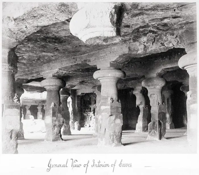 Framed Print : General View of Interior of Caves, Late 1860s. Creator: Samuel Bourne Framed Print : General View of Interior of Caves, Late 1860s. Creator: Samuel Bourne