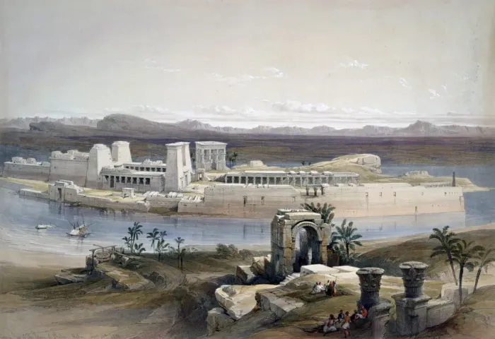 Framed Print : General View of the Island of Philae, Nubia, 1838. Artist: David Roberts Framed Print : General View of the Island of Philae, Nubia, 1838. Artist: David Roberts