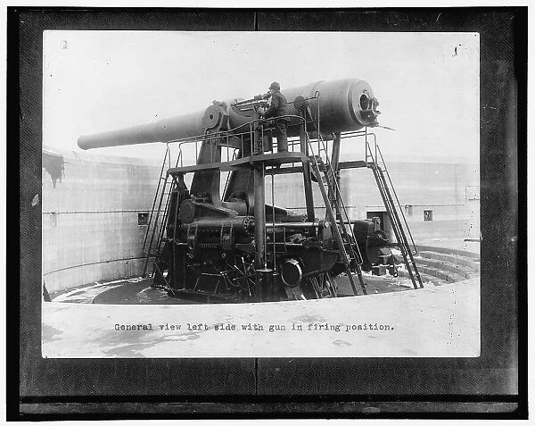 General view left side with gun in firing position, between 1910 and 1920. Creator: Harris & Ewing. General view left side with gun in firing position, between 1910 and 1920. Creator: Harris & Ewing