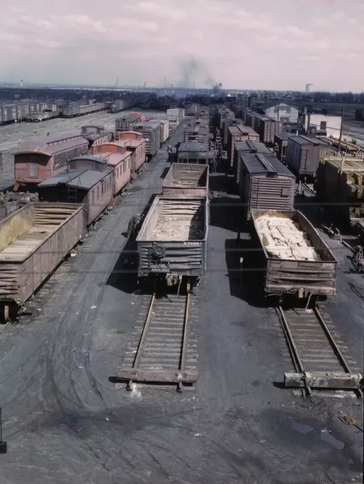 Framed Print : General view of part of the rip tracks at C & NW RRs Proviso yard, Chicago, Ill. 1943. Creator: Jack Delano Framed Print : General view of part of the rip tracks at C & NW RRs Proviso yard, Chicago, Ill. 1943. Creator: Jack Delano
