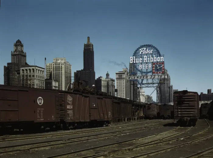 Framed Print : General view of part of the South Water street Illinois Central Railroad... terminal, Chicago, 1943. Creator: Jack Delano Framed Print : General view of part of the South Water street Illinois Central Railroad... terminal, Chicago, 1943. Creator: Jack Delano