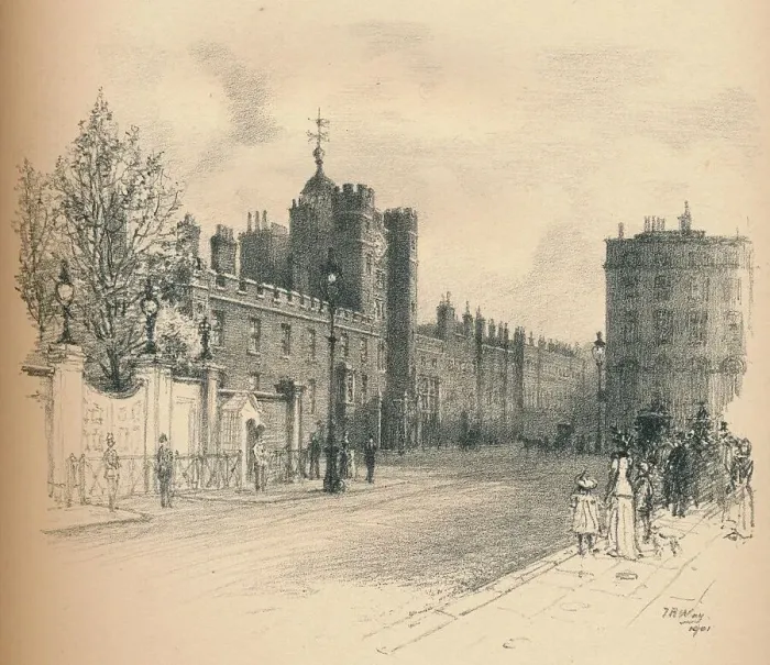 Framed Print : General View of St. Jamess Palace, From Pall Mall, 1902. Artist: Thomas Robert Way Framed Print : General View of St. Jamess Palace, From Pall Mall, 1902. Artist: Thomas Robert Way