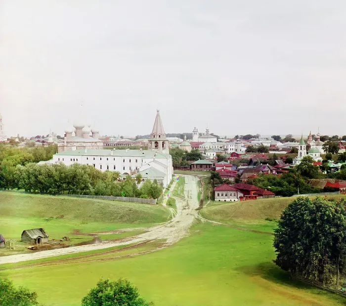 Framed Print : General view of Suzdal with a cathedral from the bell tower of the Dimitrievskaia Church, 1912. Creator: Sergey Mikhaylovich Prokudin-Gorsky Framed Print : General view of Suzdal with a cathedral from the bell tower of the Dimitrievskaia Church, 1912. Creator: Sergey Mikhaylovich Prokudin-Gorsky