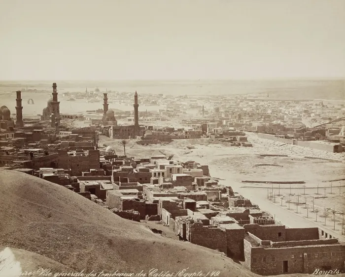 Framed Print : General View of the Tombs of the Mameluks as Seen from the Citadel, Cairo, 19th century. Creator: Maison Bonfils Framed Print : General View of the Tombs of the Mameluks as Seen from the Citadel, Cairo, 19th century. Creator: Maison Bonfils