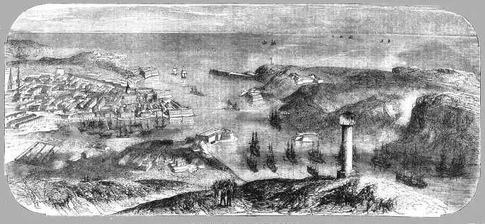 Framed Print : General View of the Town and Harbour of Sebastopol, 1854. Creator: Unknown Framed Print : General View of the Town and Harbour of Sebastopol, 1854. Creator: Unknown