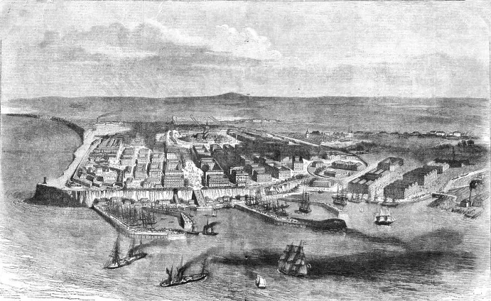 Framed Print : General View of the Town and Harbours of Odessa, on the Black Sea, 1854. Creator: Unknown Framed Print : General View of the Town and Harbours of Odessa, on the Black Sea, 1854. Creator: Unknown
