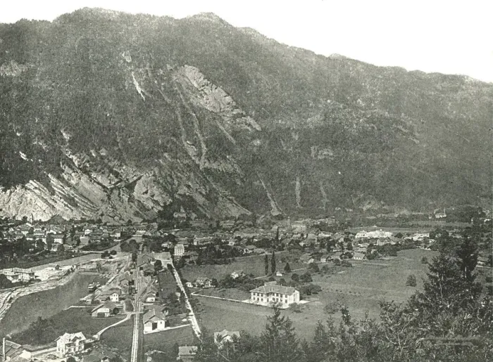 Framed Print : General view of the town of Interlaken, Switzerland, 1895. Creator: Unknown Framed Print : General view of the town of Interlaken, Switzerland, 1895. Creator: Unknown