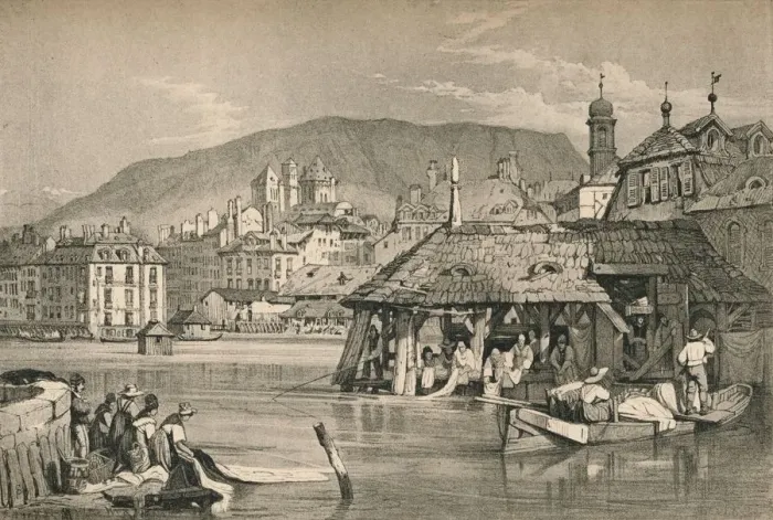 Framed Print : Geneva, c1830 (1915). Artist: Samuel Prout Framed Print : Geneva, c1830 (1915). Artist: Samuel Prout