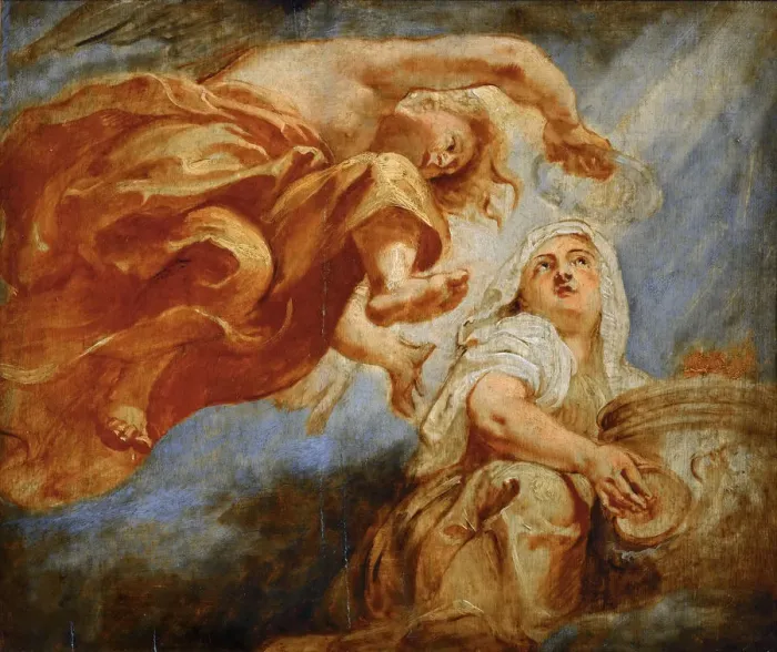 Framed Print : Genius Crowning Religion. Sketch for the Apotheosis of King James I. Artist: Rubens, Pieter Paul (1577-1640) Framed Print : Genius Crowning Religion. Sketch for the Apotheosis of King James I. Artist: Rubens, Pieter Paul (1577-1640)