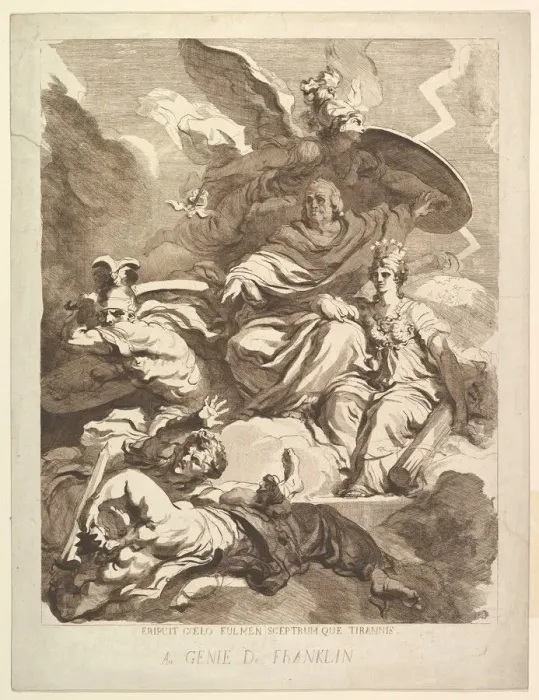 Framed Print : To the Genius of Franklin, 1779. Creator: Marguerite Gerard Framed Print : To the Genius of Franklin, 1779. Creator: Marguerite Gerard