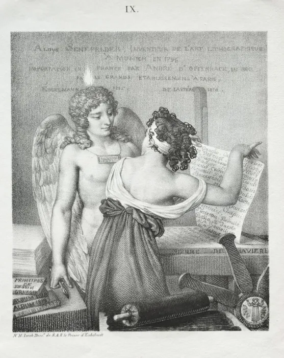 Framed Print : The Genius of Lithography, 1819. Creator: Nicolas Henri Jacob (French, 1782-1871) Framed Print : The Genius of Lithography, 1819. Creator: Nicolas Henri Jacob (French, 1782-1871)