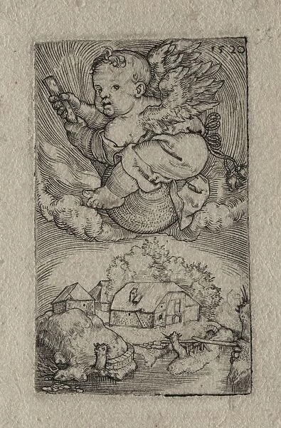 Genius Riding on a Ball, 1520. Creator: Barthel Beham (German, 1502-1540)