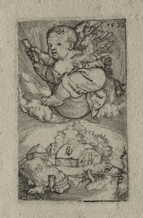 Framed Print : Genius Riding on a Ball, 1520. Creator: Barthel Beham (German, 1502-1540) Framed Print : Genius Riding on a Ball, 1520. Creator: Barthel Beham (German, 1502-1540)