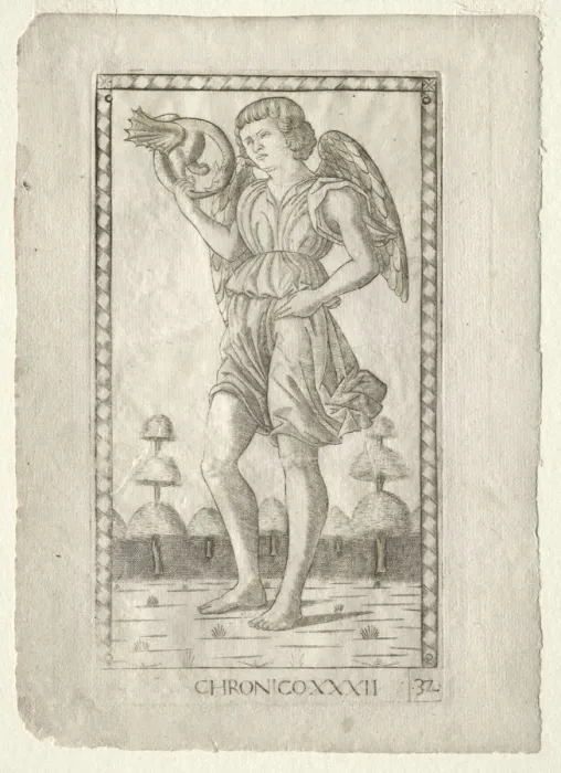Framed Print : Genius of Time (from the Tarocchi, series B: Cosmic Principles & Virtues, #32), before 1467 Framed Print : Genius of Time (from the Tarocchi, series B: Cosmic Principles & Virtues, #32), before 1467