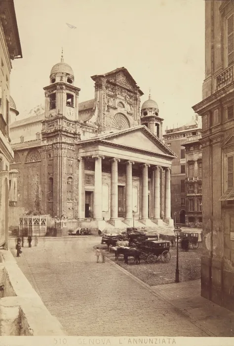 Framed Print : Genoa - Church [Basilica] of the Annunciation of the Blessed Virgin Mary in the Desert, 1870-1880. Creator: Alfredo Noack