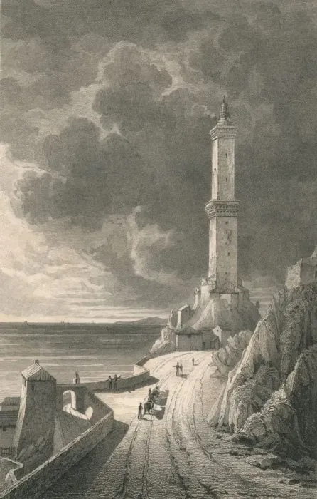 Framed Print : Genoa. Light House, 1818. Creator: Charles Askey