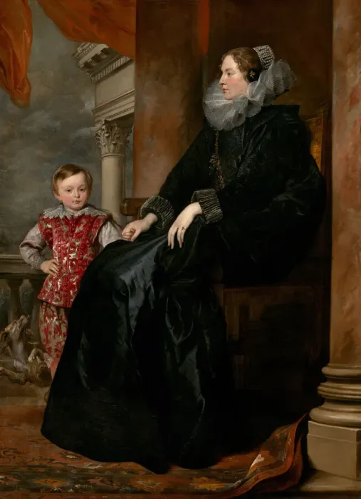 Framed Print : A Genoese Noblewoman and Her Son, c. 1626. Creator: Anthony van Dyck