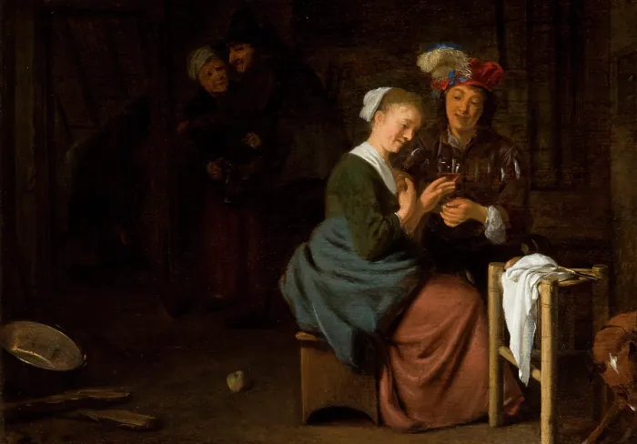 Framed Print : Genre Scene (Couple in the Interior), 17th century. Creator: Ludolf de Jongh Framed Print : Genre Scene (Couple in the Interior), 17th century. Creator: Ludolf de Jongh
