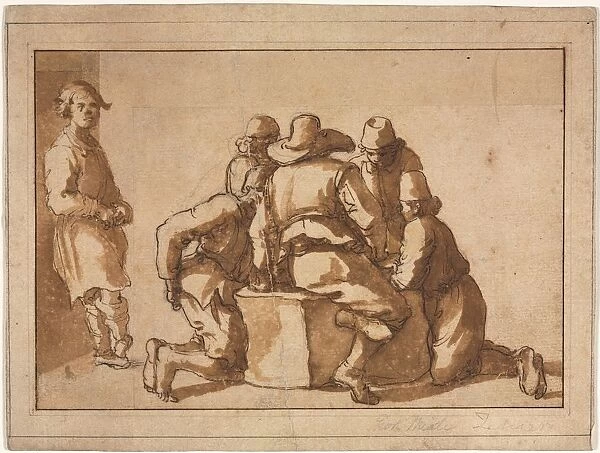 Genre Scene of Young Men Playing a Game. Creator: Frederico Zuccaro (Italian, 1540  /  1-1609)