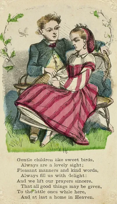 Framed Print : Gentle Children Like Sweet Birds (valentine), 1860 / 69. Creator: Unknown Framed Print : Gentle Children Like Sweet Birds (valentine), 1860 / 69. Creator: Unknown