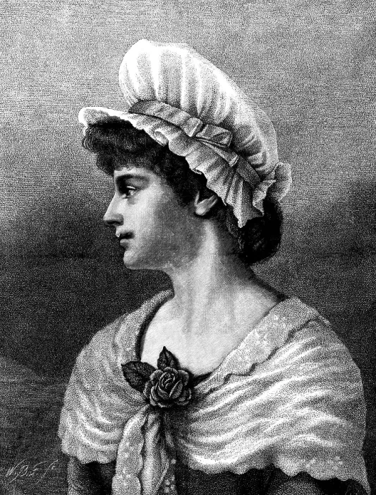Framed Print : 'Gentle, Loving, Good, Wearing the Rose of Womanhood', drawn by Emily Mitchell, 1883. Creator: William Biscombe Gardner Framed Print : 'Gentle, Loving, Good, Wearing the Rose of Womanhood', drawn by Emily Mitchell, 1883. Creator: William Biscombe Gardner